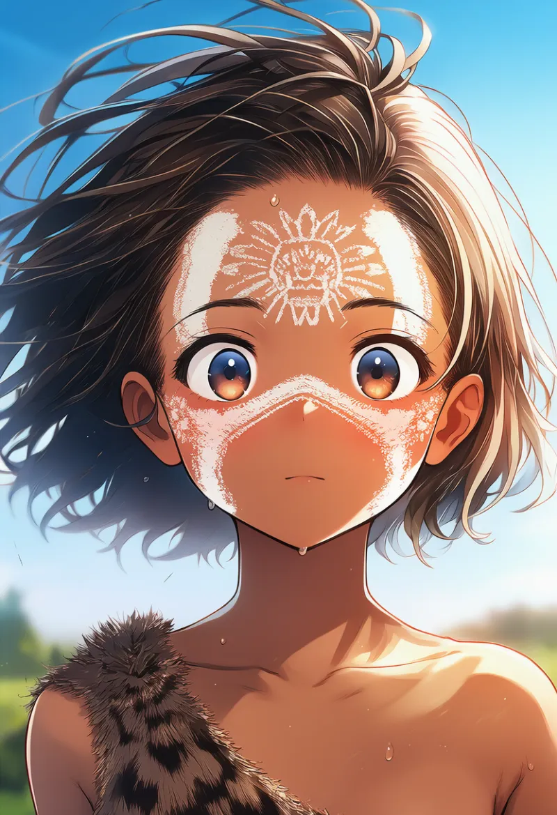 白色のフェイスペイントのAIイラスト｜プロンプト紹介