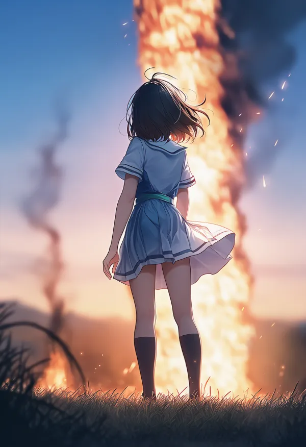 山火事のAIイラスト｜プロンプト紹介