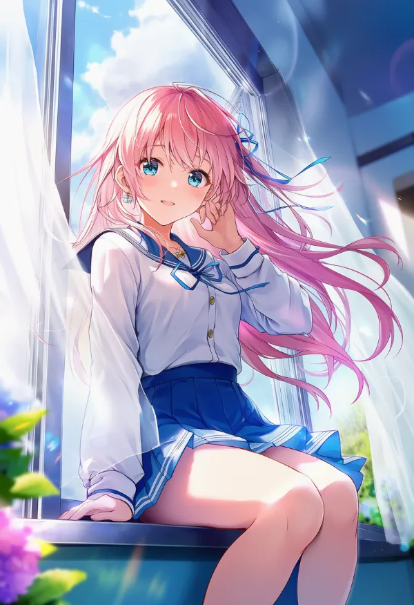 窓台のAIイラスト