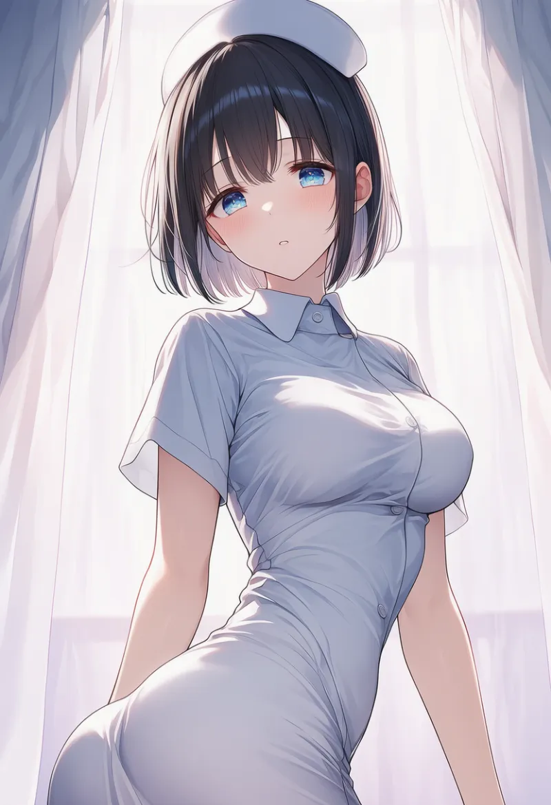 しわの入ったナース服のAIイラスト｜プロンプト紹介