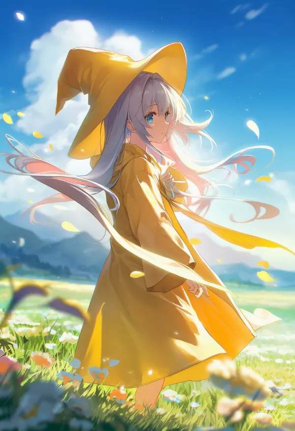 黄色のローブのAIイラスト｜プロンプト紹介