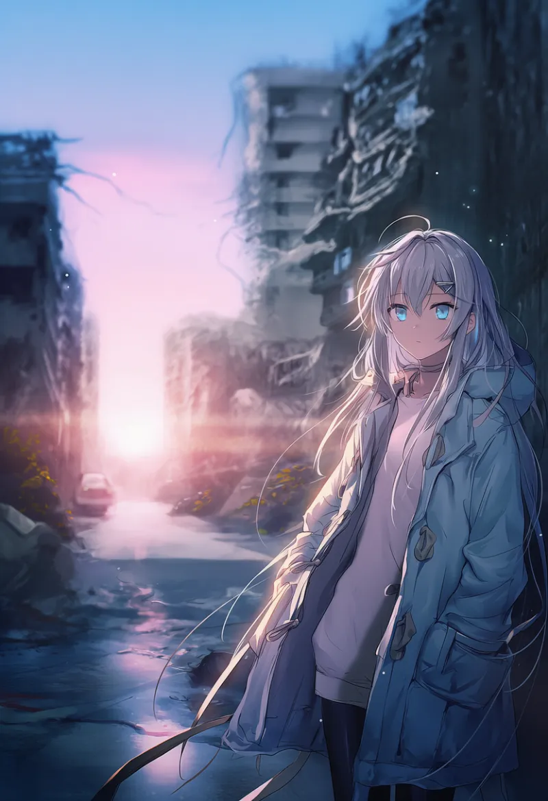 放棄された街のAIイラスト