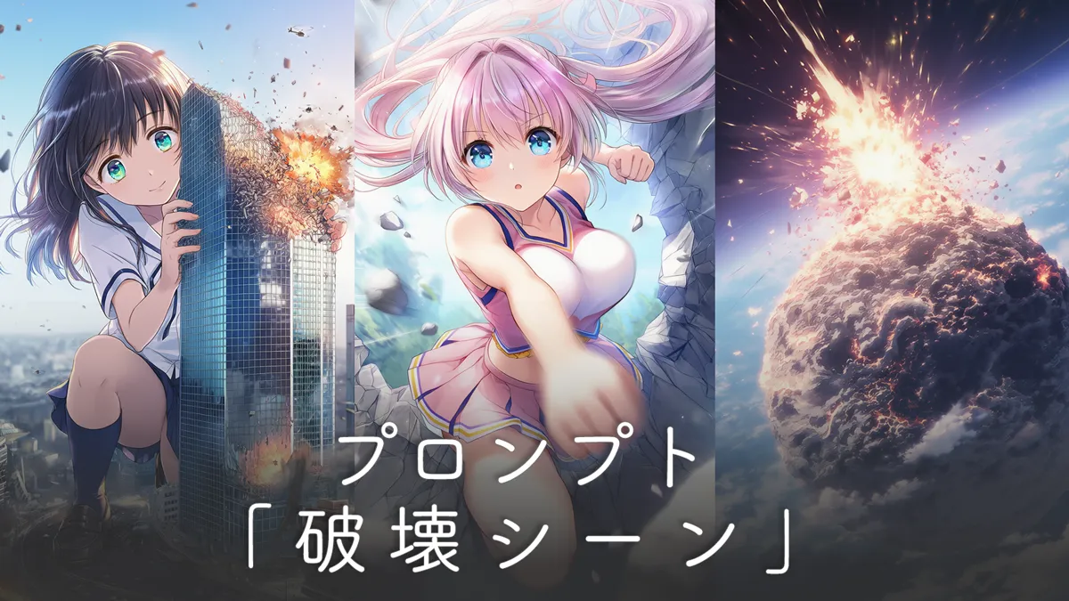 破壊シーンプロンプト集（崩壊・爆発・瓦礫の再現）【AIイラスト】