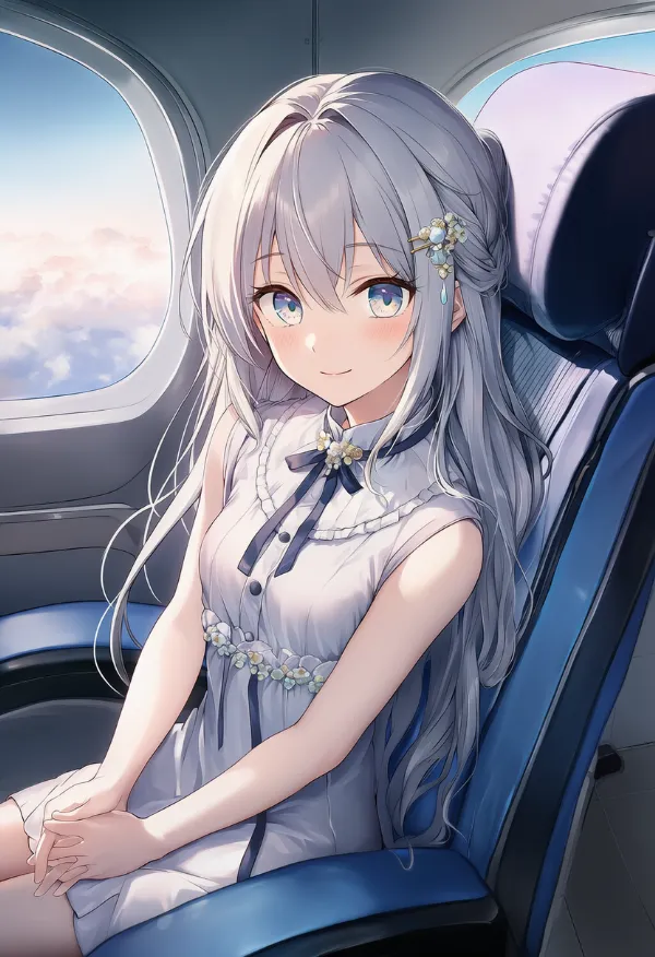 飛行機内部の空間のAIイラスト｜プロンプト紹介