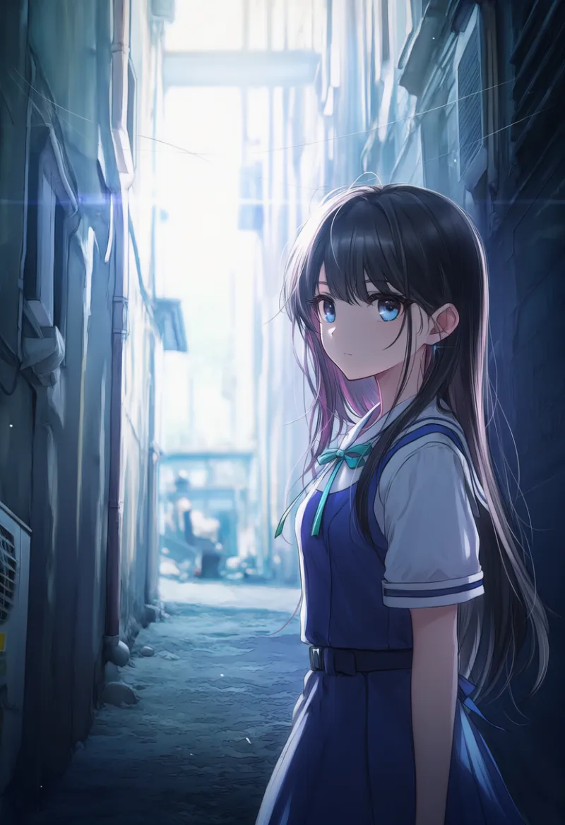 路地裏のAIイラスト（都市景観）
