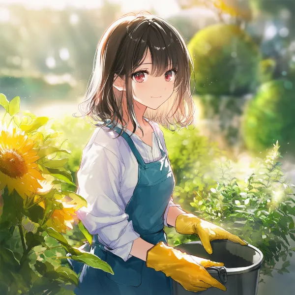 エプロンと軍手のAIイラスト（ガーデニング）｜プロンプト紹介：apron, work gloves