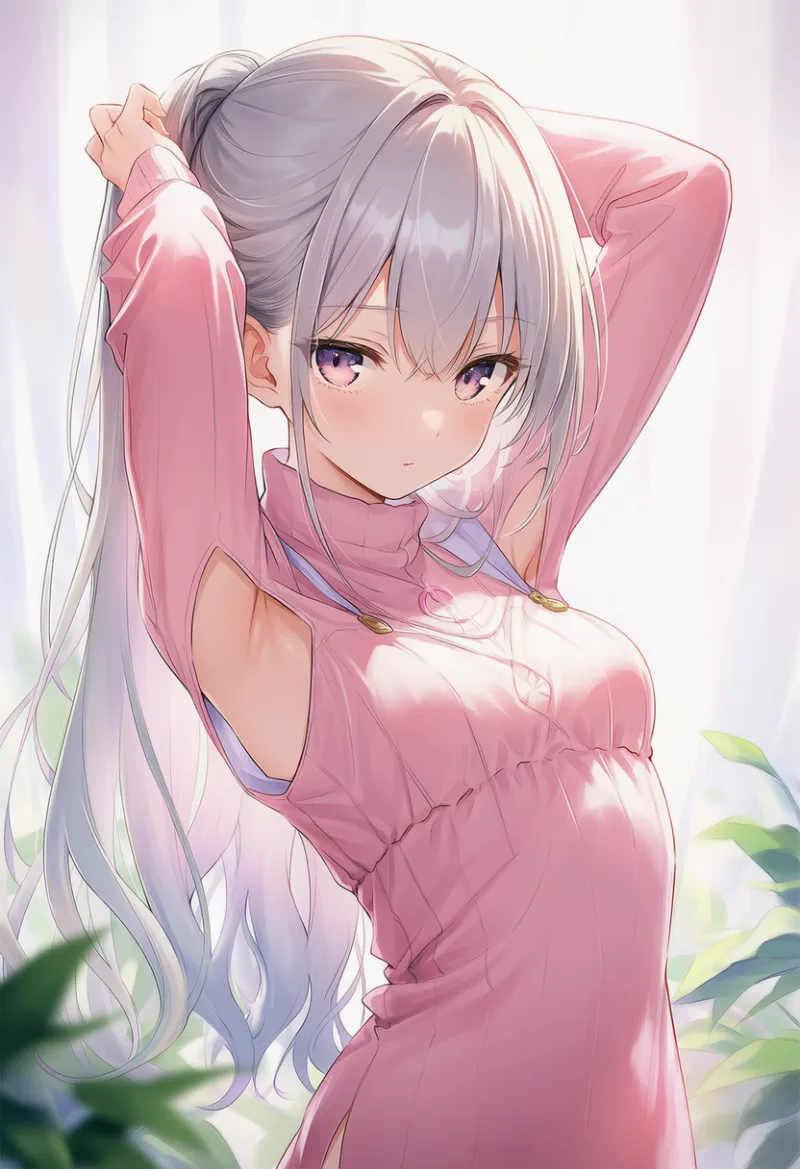 脇部分のカットアウトデザインの服のAIイラスト