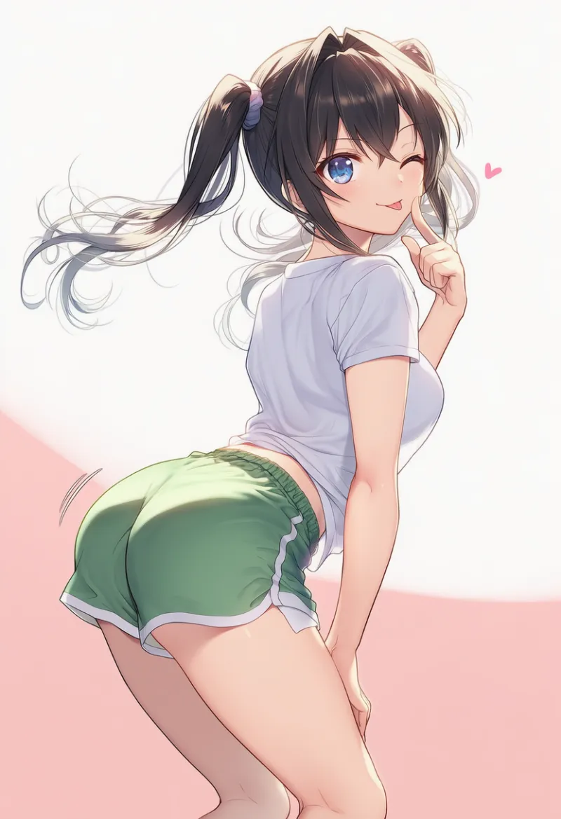 お尻を振って身をくねらせるポーズのAIイラスト｜プロンプト：ass shake