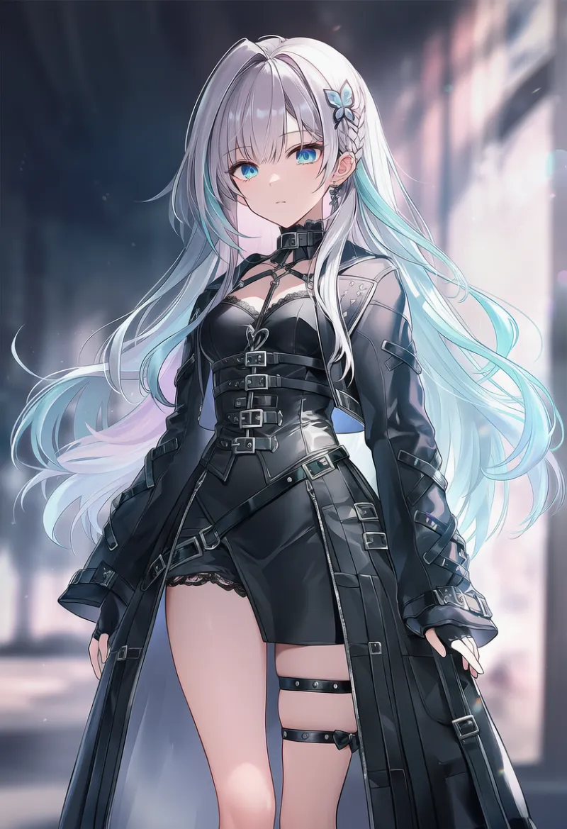 左右非対称デザインのスカートのAIイラスト（かっこいい服用のアイテム）｜プロンプト紹介