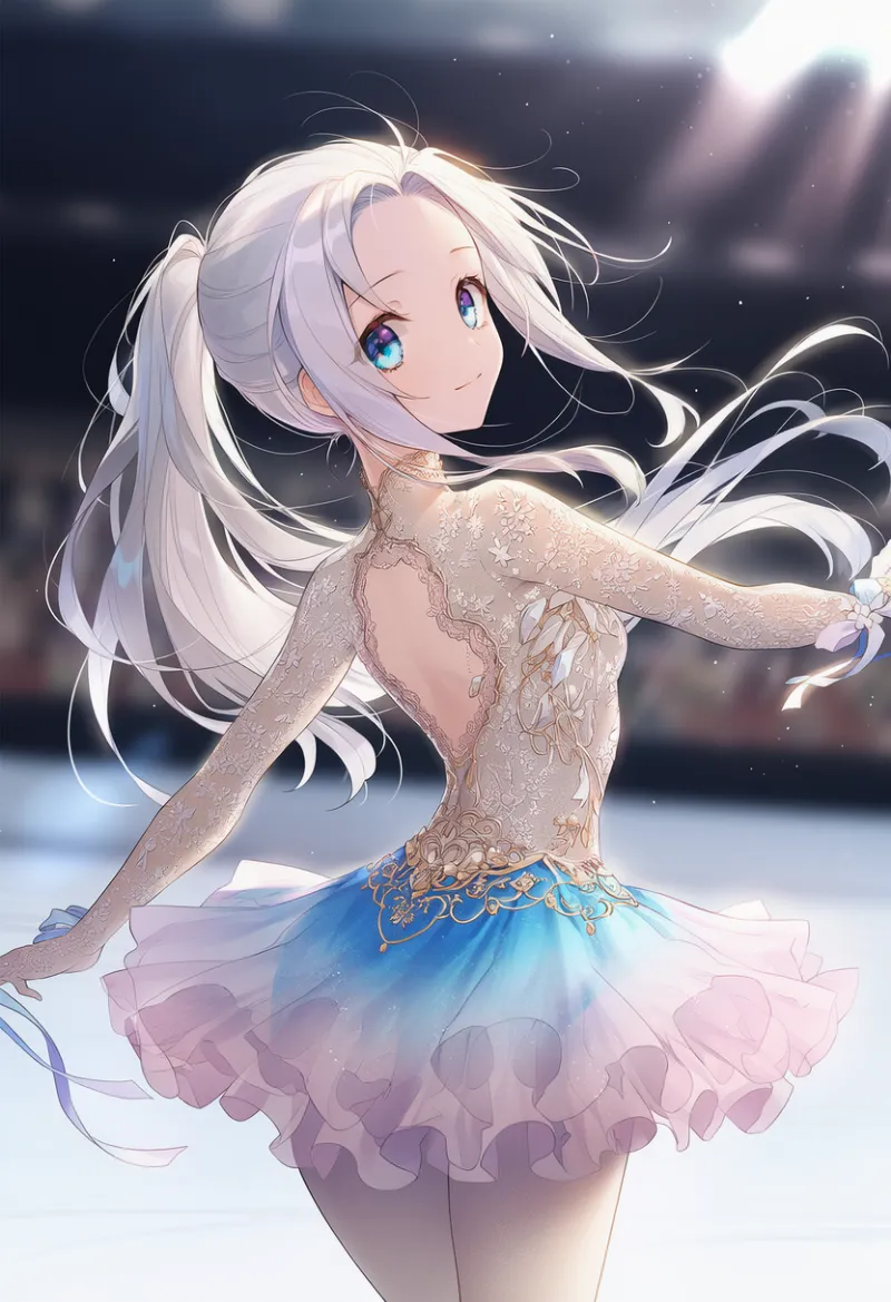 バックカットアウト・ドレスのAIイラスト（フィギュアスケートドレス）｜プロンプト紹介