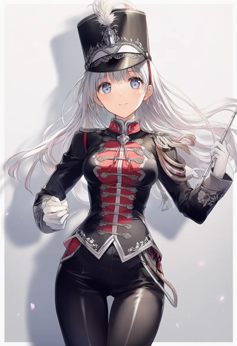 メイン：黒 × 赤｜アクセント：銀（マーチング衣装の配色デザイン）｜AIイラスト