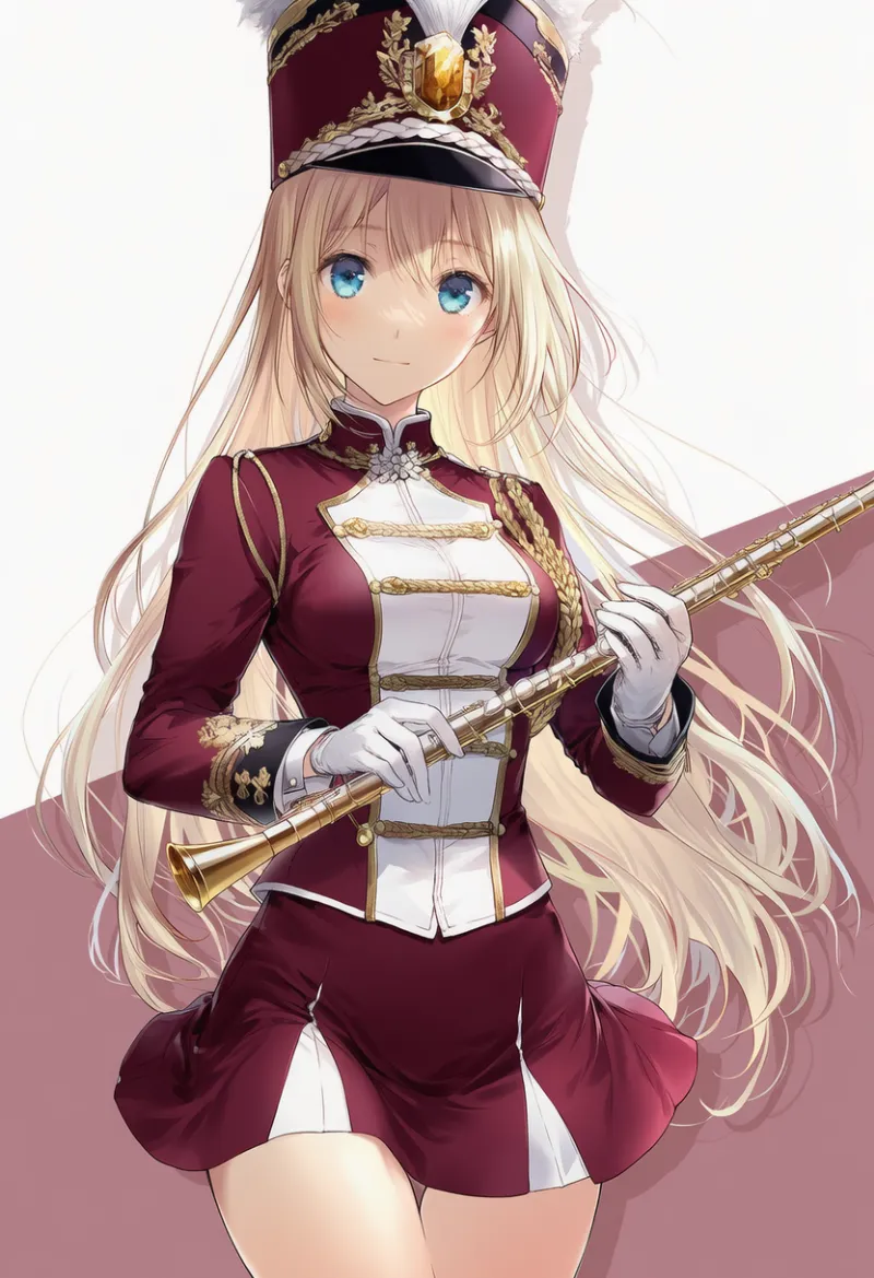 メイン：マルーン × 金｜アクセント：白（マーチング衣装の配色デザイン）｜AIイラスト