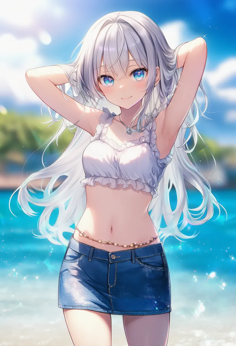お腹に巻くチェーン装飾のAIイラスト｜プロンプト紹介