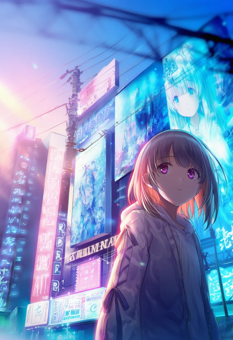 巨大広告板のAIイラスト（都市景観）