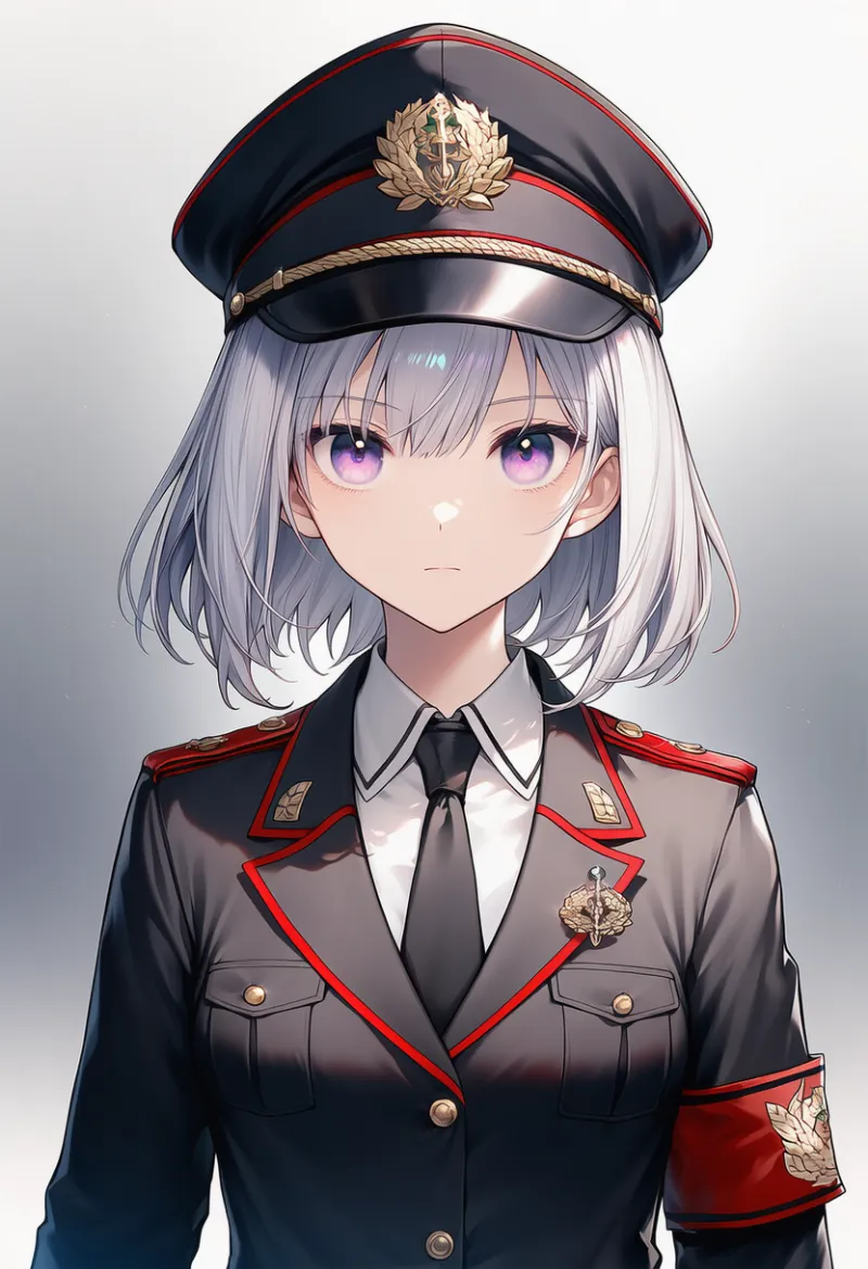 赤い縁取りのジャケット（看守の服）のAIイラスト