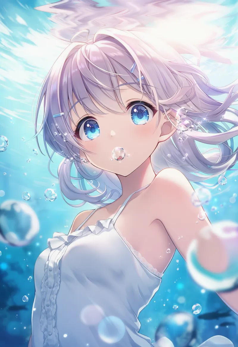 水中での泡のAIイラスト｜プロンプト紹介
