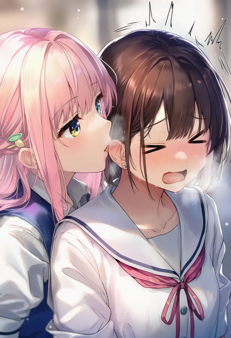 耳に息を吹きかけるを再現したAIイラストの作例｜プロンプト紹介
