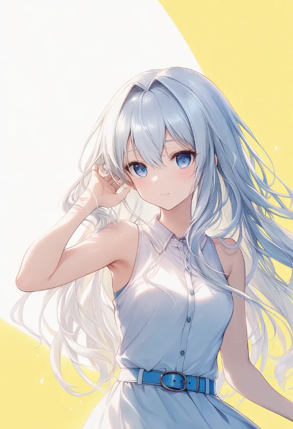 青色のベルトのAIイラスト|プロンプト紹介