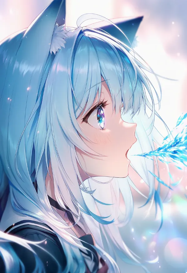 氷の息を吐くAIイラスト｜プロンプト紹介
