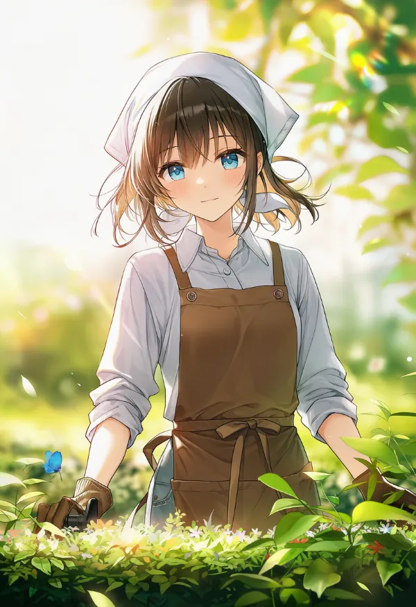 茶色のエプロンのAIイラスト（園芸アイテム）｜プロンプト紹介