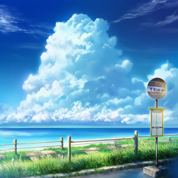 バス停のAIイラスト｜プロンプト紹介