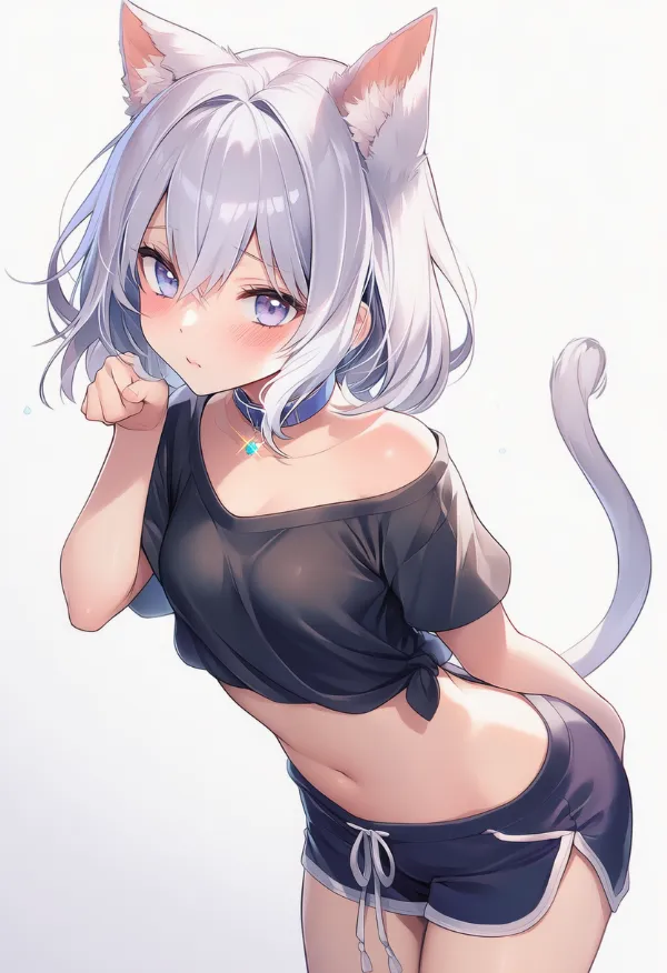 猫耳少女がお尻を突き出すをポーズのAIイラスト