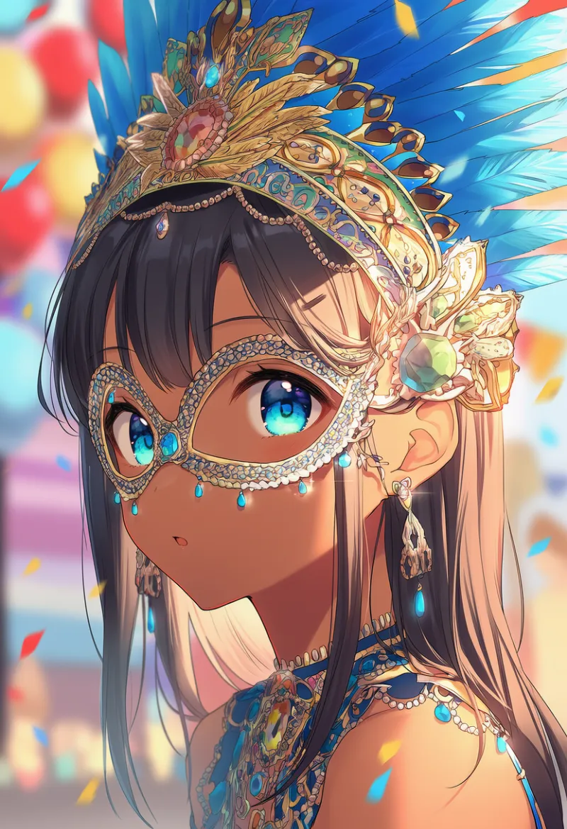 カーニバルマスクのAIイラスト（サンバ衣装）｜プロンプト紹介