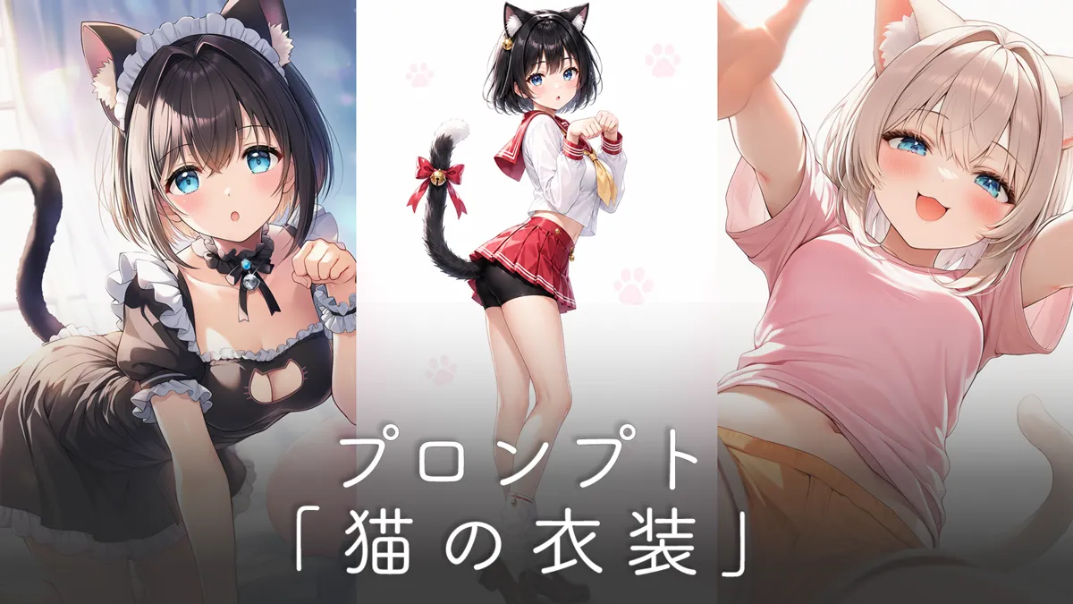「猫の衣装」と「猫のポーズ」のプロンプト集【AIイラスト】