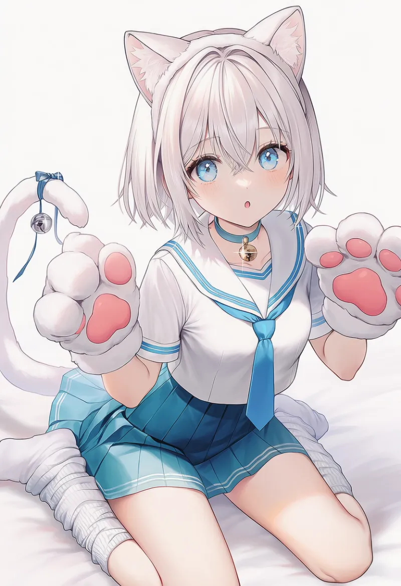 猫耳セーラー服のAIイラスト｜猫衣装のプロンプト紹介
