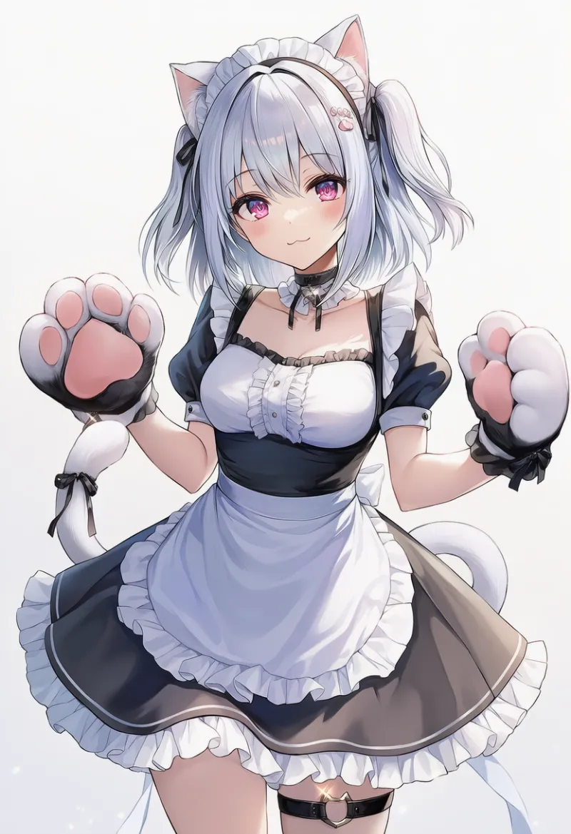 黒猫メイド服のAIイラスト｜猫衣装のプロンプト紹介