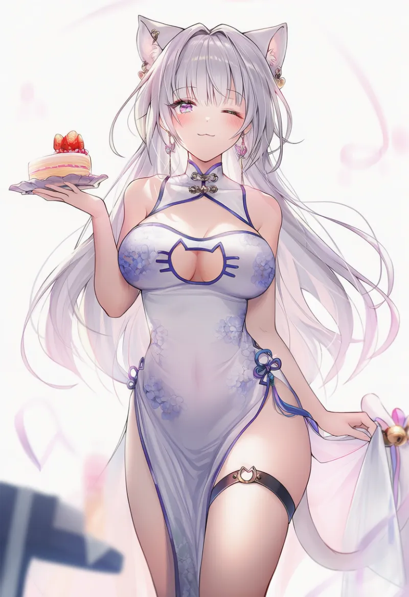 猫耳チャイナドレスのAIイラスト｜猫衣装のプロンプト紹介