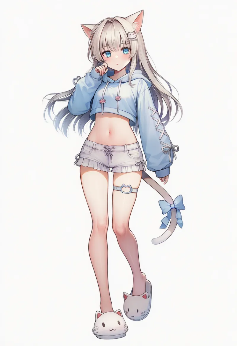 猫耳ルームウェアのAIイラスト｜猫衣装のプロンプト紹介