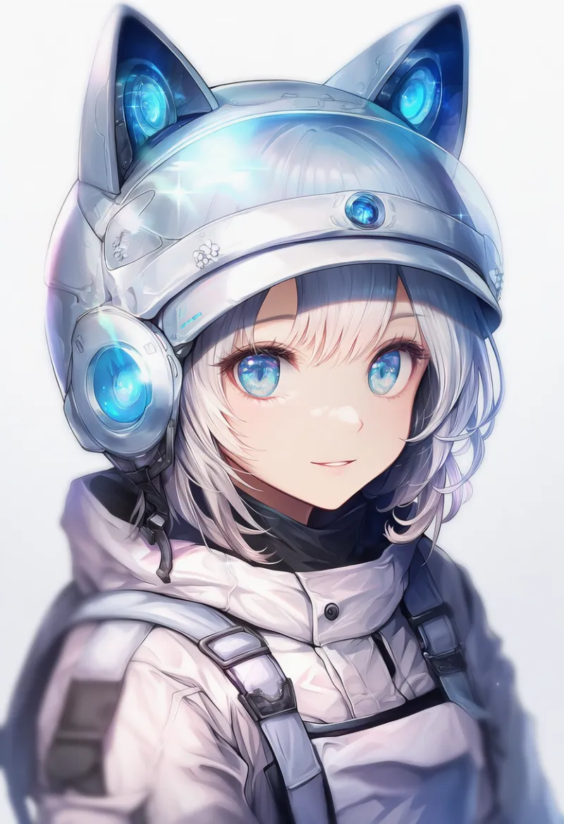 猫型のヘルメットのAIイラスト｜プロンプト紹介