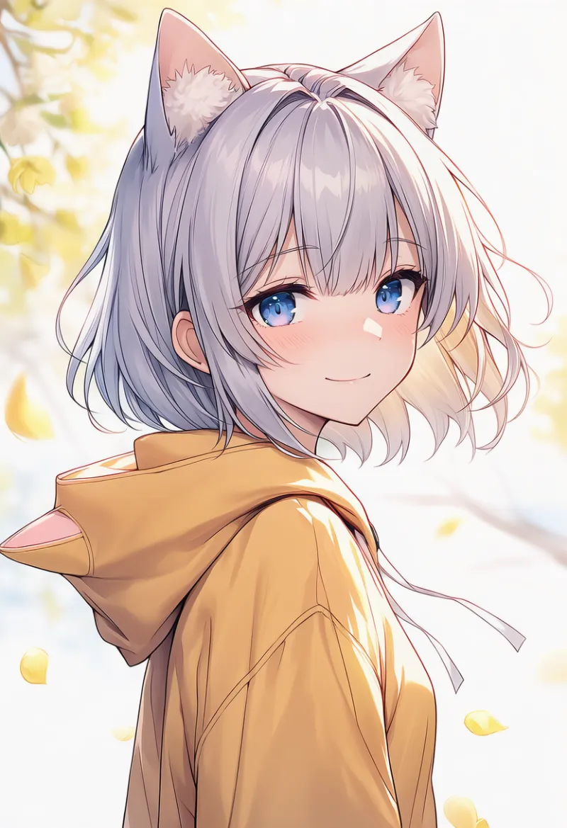 猫耳フード（下ろした状態）のAIイラスト｜プロンプト紹介