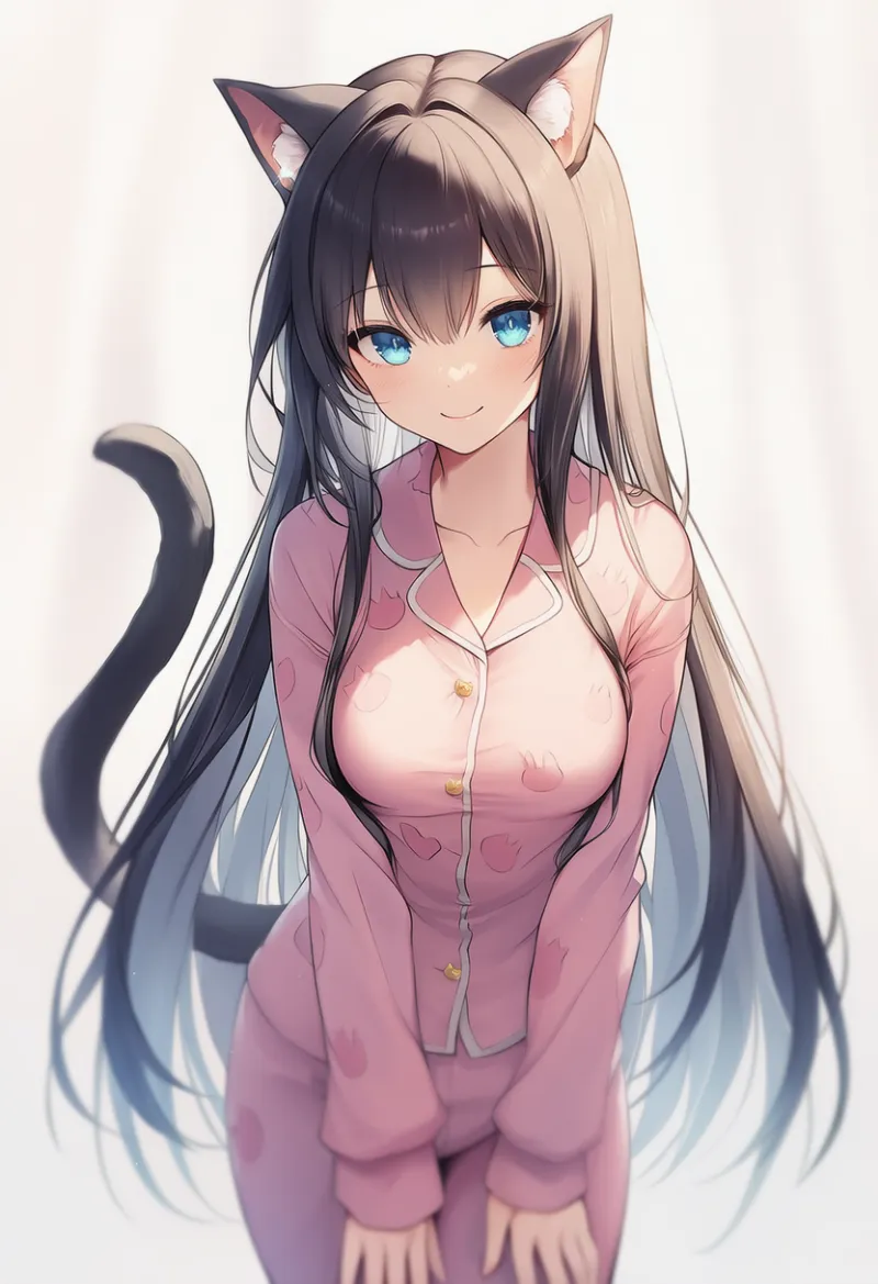 猫耳パジャマのAIイラスト｜プロンプト紹介