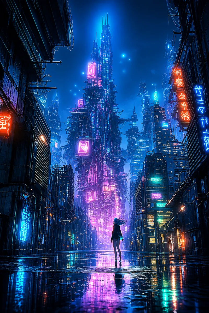 サイバーパンク夜景｜都市のAIイラスト作例（アート）