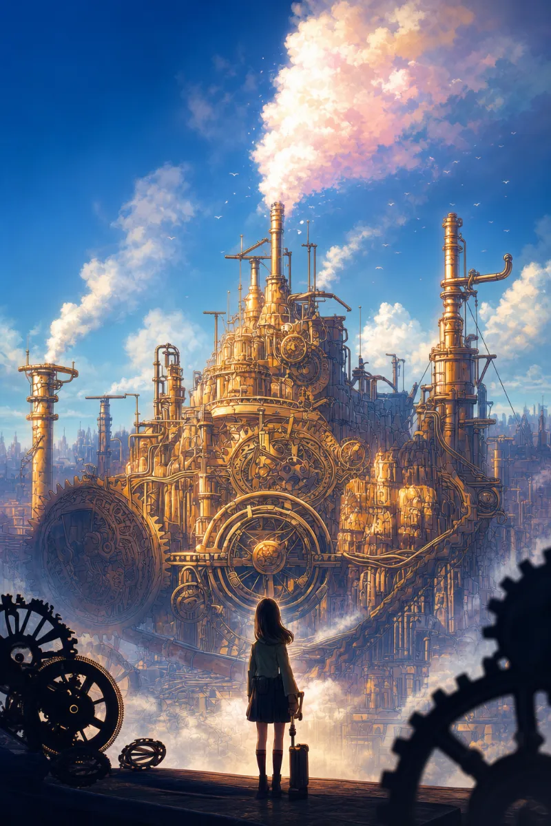 スチームパンク都市｜都市のAIイラスト作例（アート）