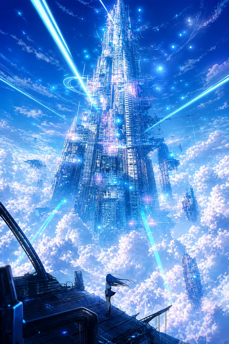 浮遊未来都市（SF）｜都市のAIイラスト作例（アート）