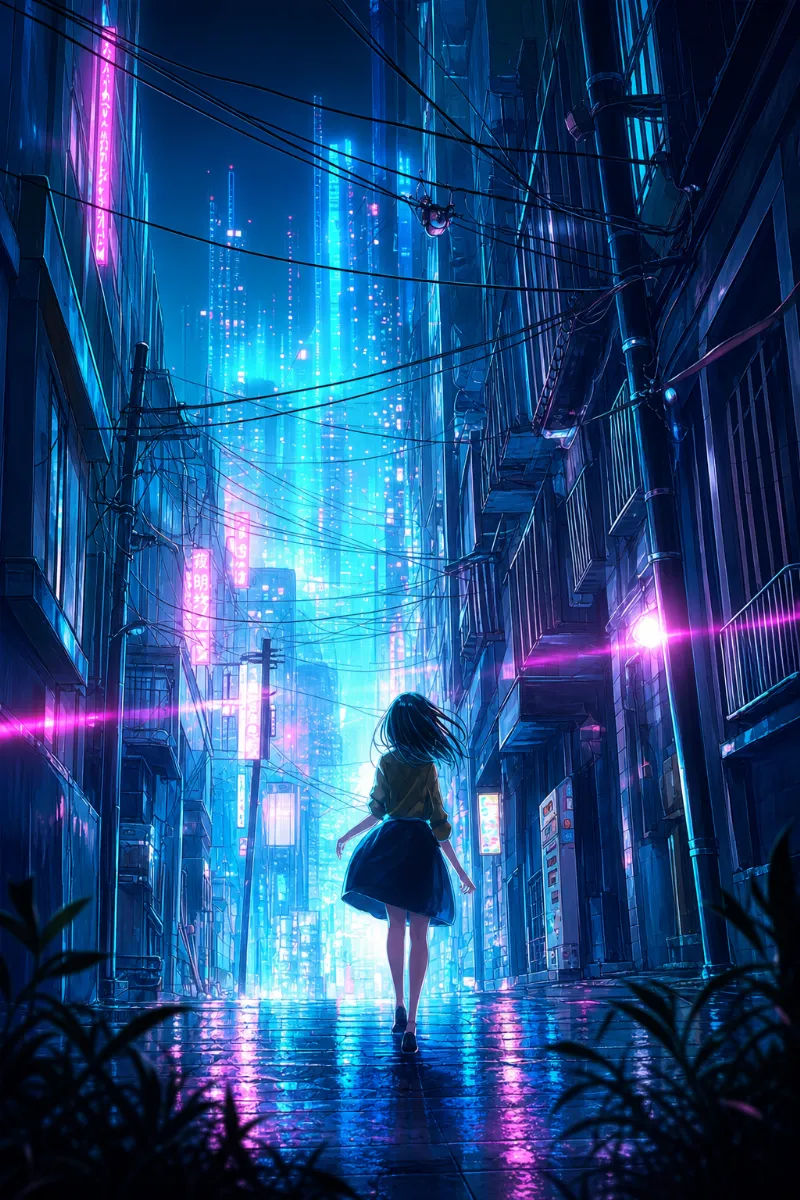 都市の路地裏｜都市のAIイラスト作例（アート）
