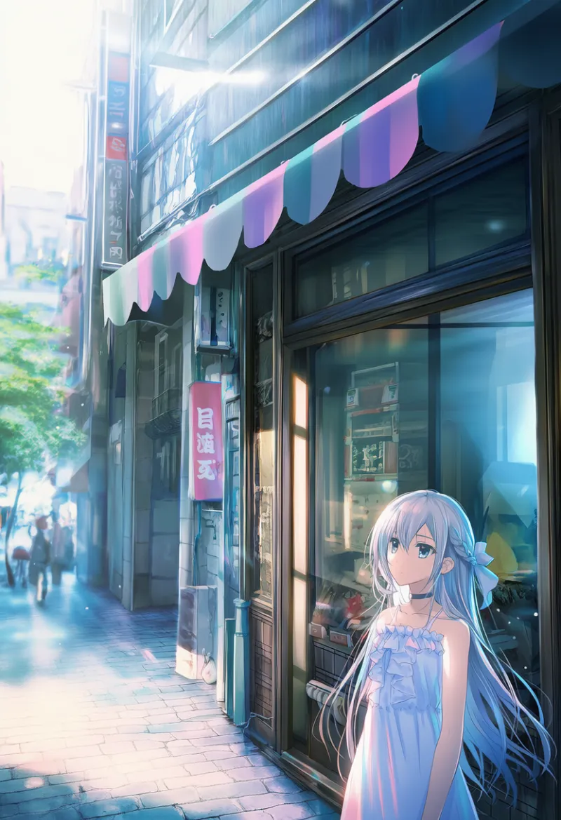 店頭・ショーウィンドウのAIイラスト（都市景観）