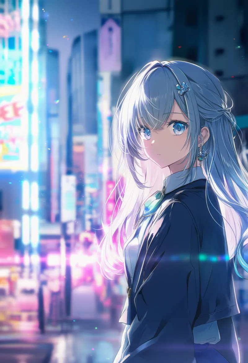 都市のストリートビューのAIイラスト（アイレベル）
