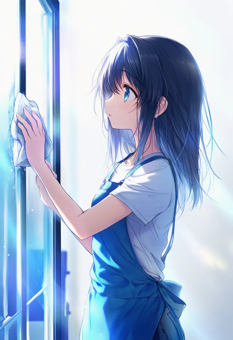 窓拭きのAIイラスト｜プロンプト紹介