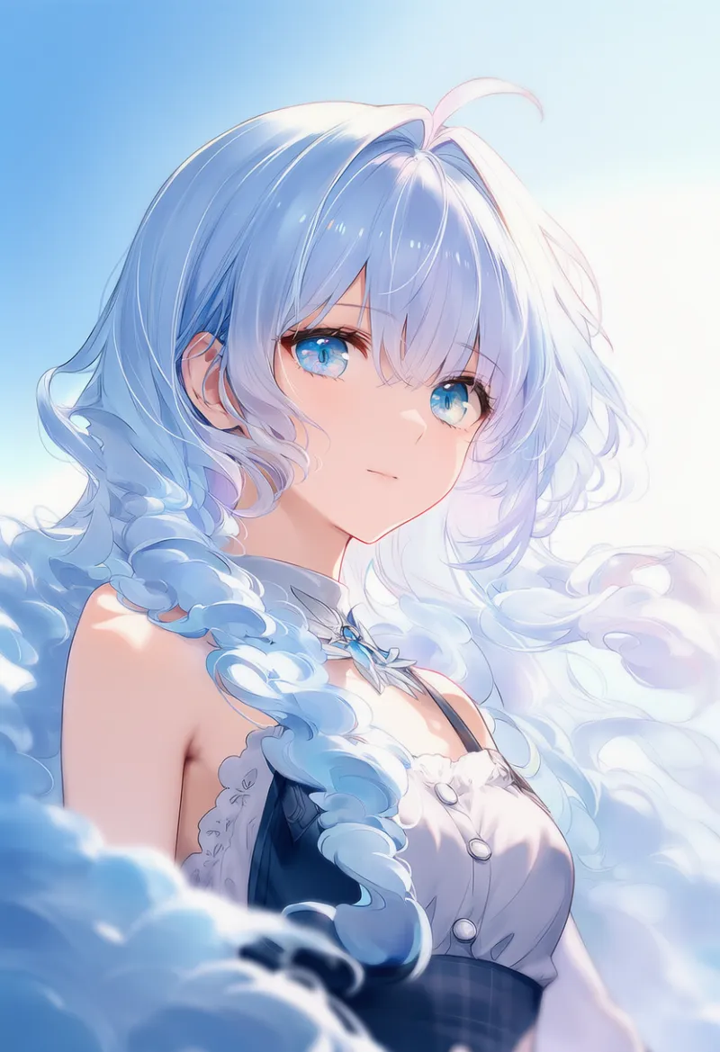 雲状の髪のAIイラスト｜特殊な髪型プロンプト紹介