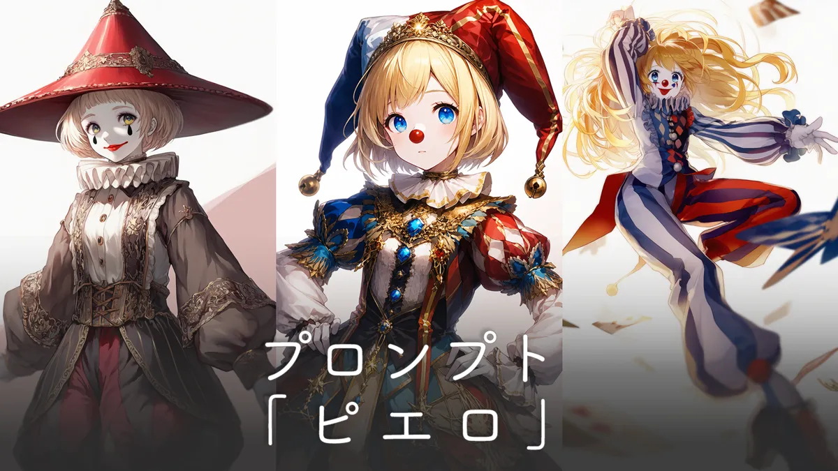ピエロ（服・帽子・メイク等）のプロンプト集【AIイラスト】