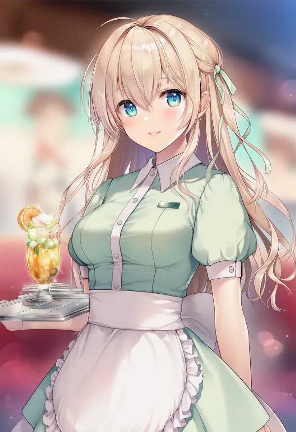 襟付きシャツのAIイラスト（ダイナー衣装）｜プロンプト紹介