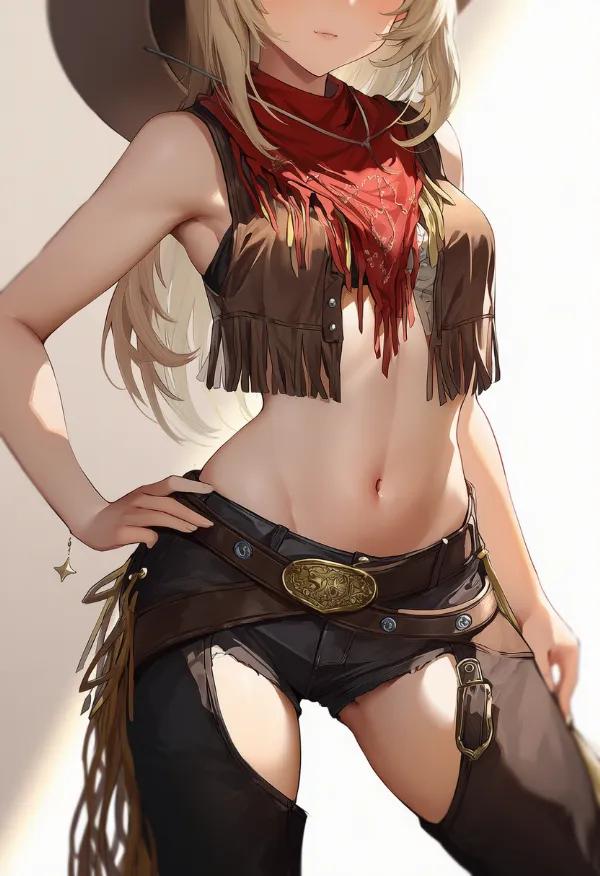 フリンジ付き（カウボーイ）の服のAIイラスト｜プロンプト：cowboy fringe