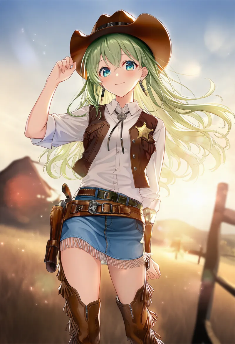 アクセサリー付きクラシックカウガールのAIイラスト｜プロンプト紹介