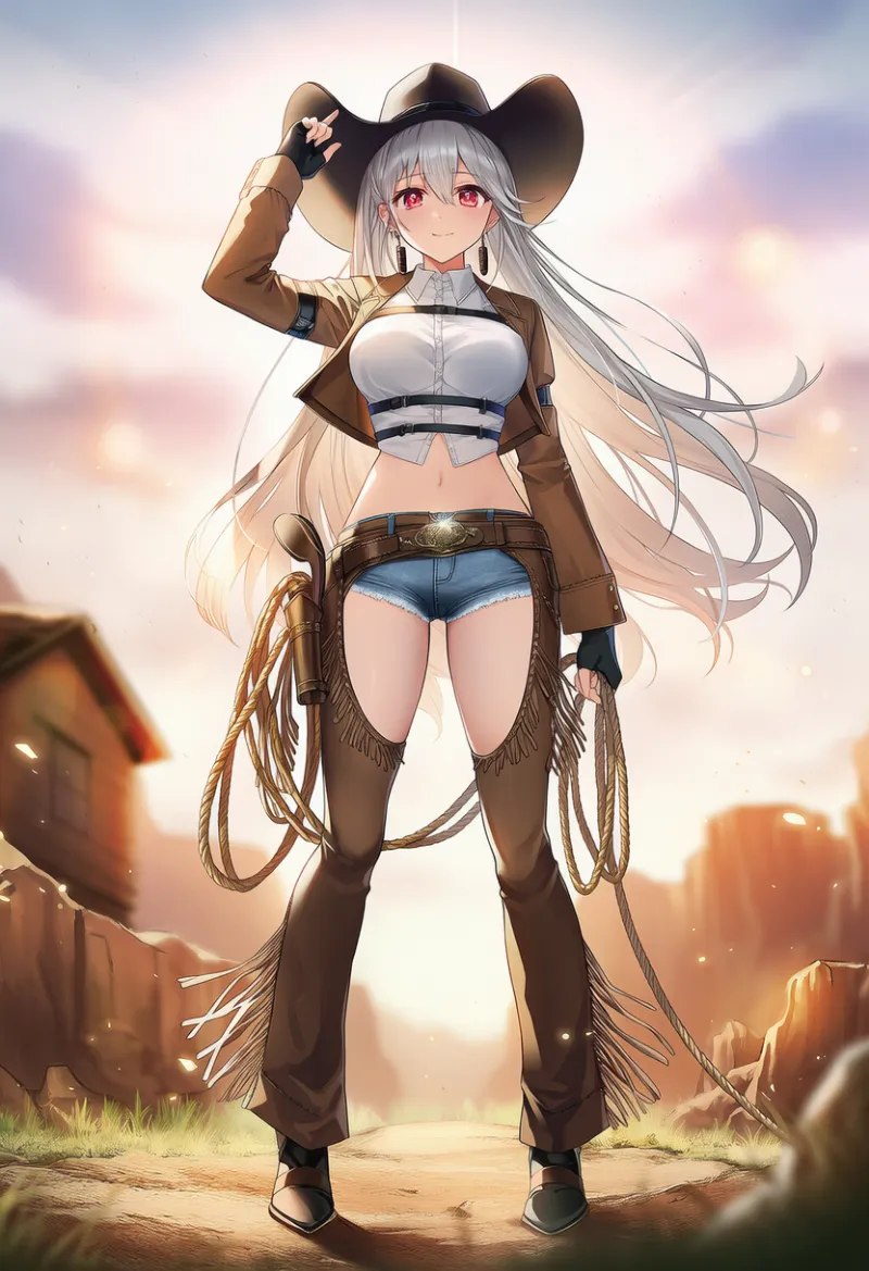 アクティブ系カウガール衣装のAIイラスト｜プロンプト紹介
