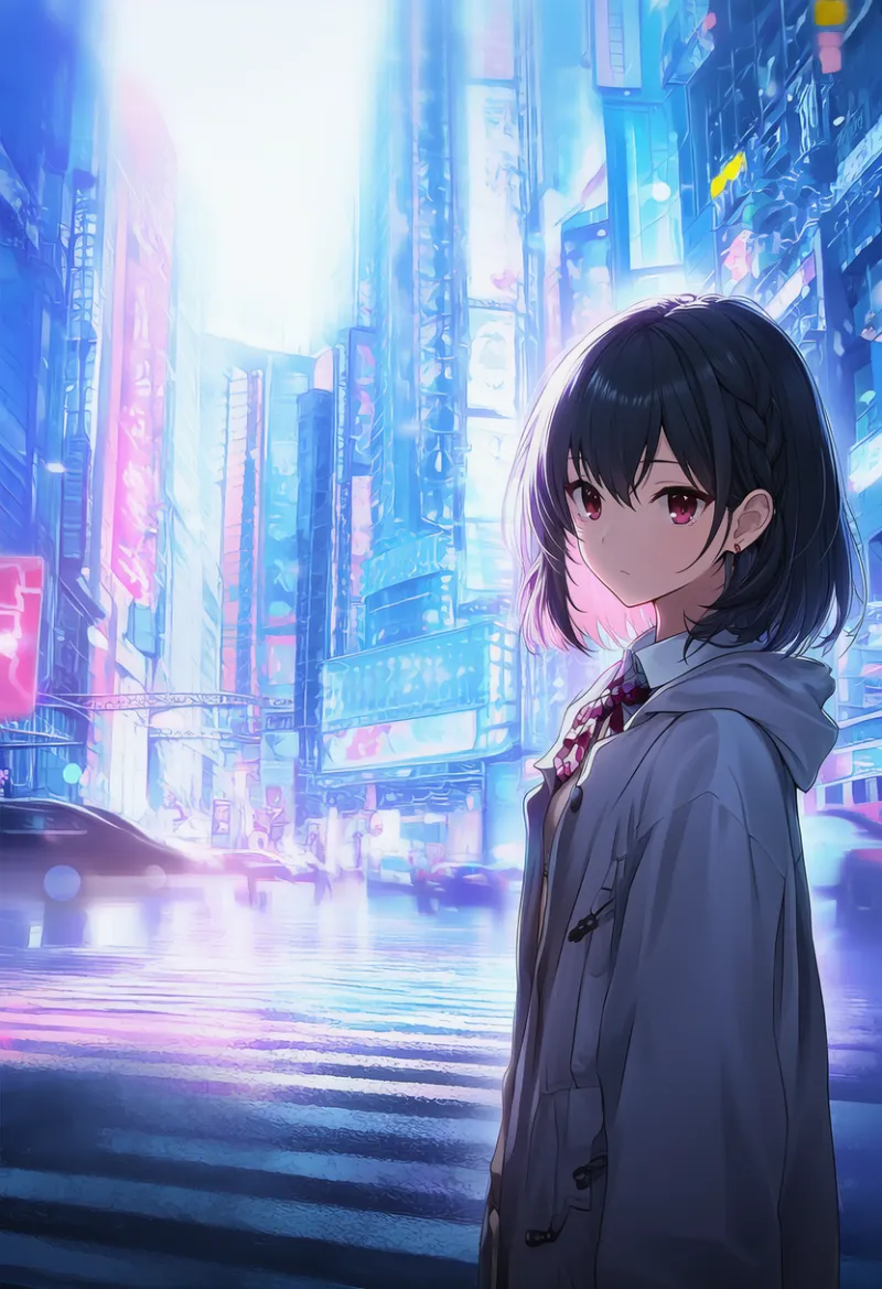 横断歩道のAIイラスト（都市景観）