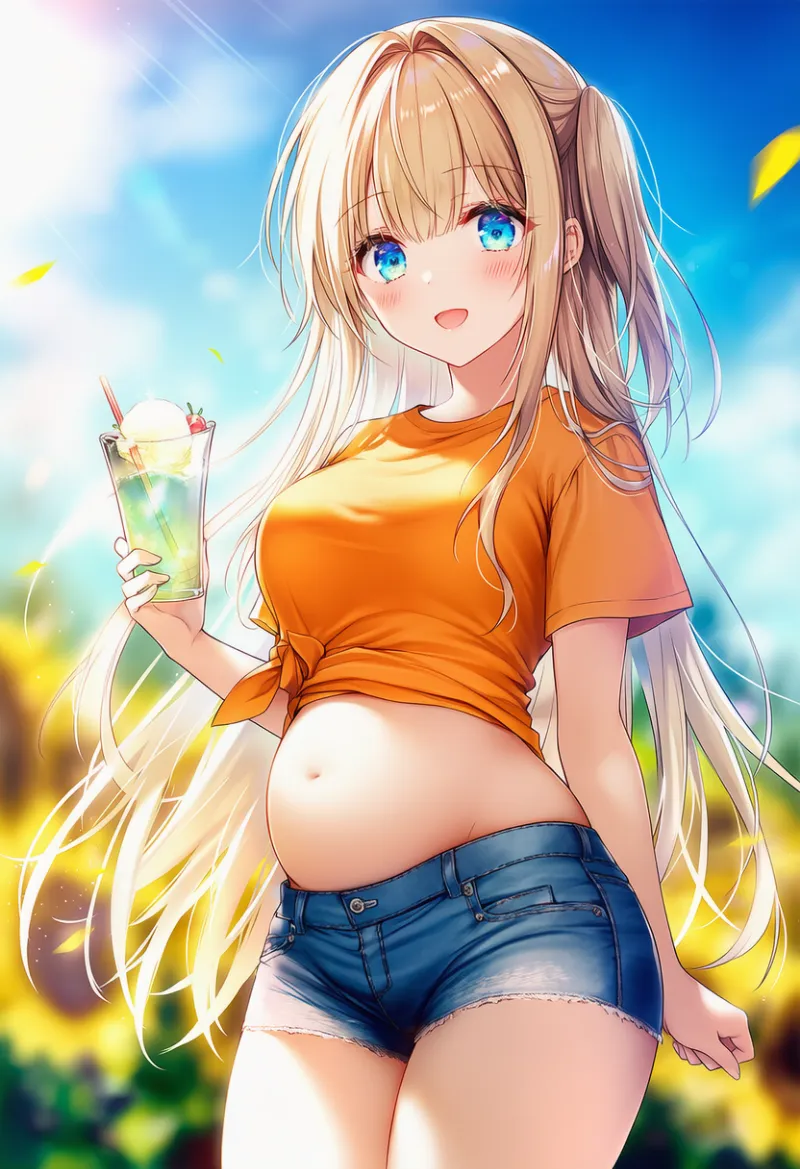 丸みを強調したお腹のAIイラスト｜プロンプト紹介